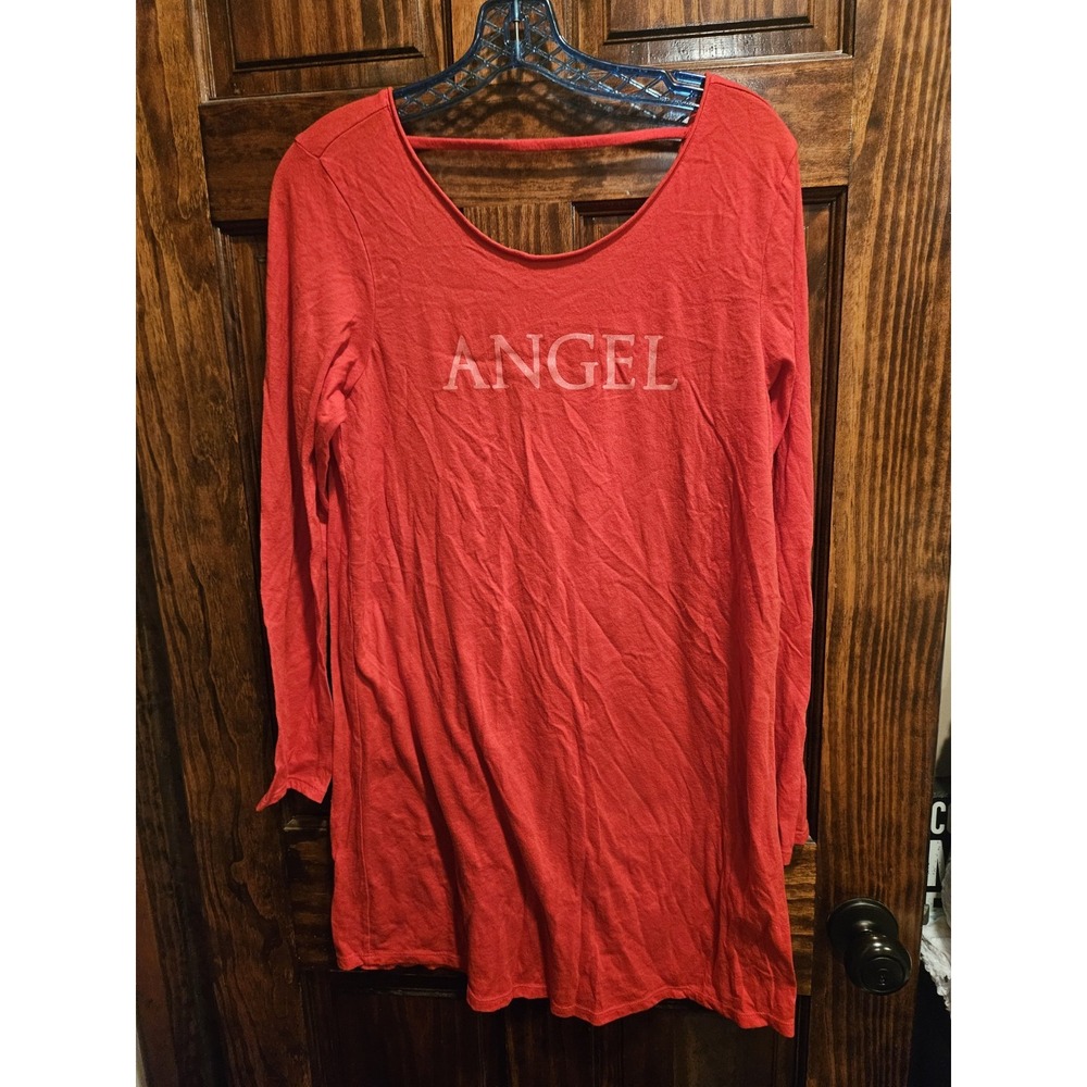 Victoria's Secret Red Angel Graphic Long Sleeve Nightgown Sleep Shirt Medium